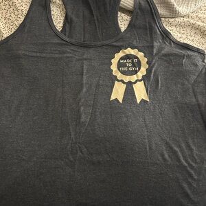 Gray Tank Top with Gold Gym Badge